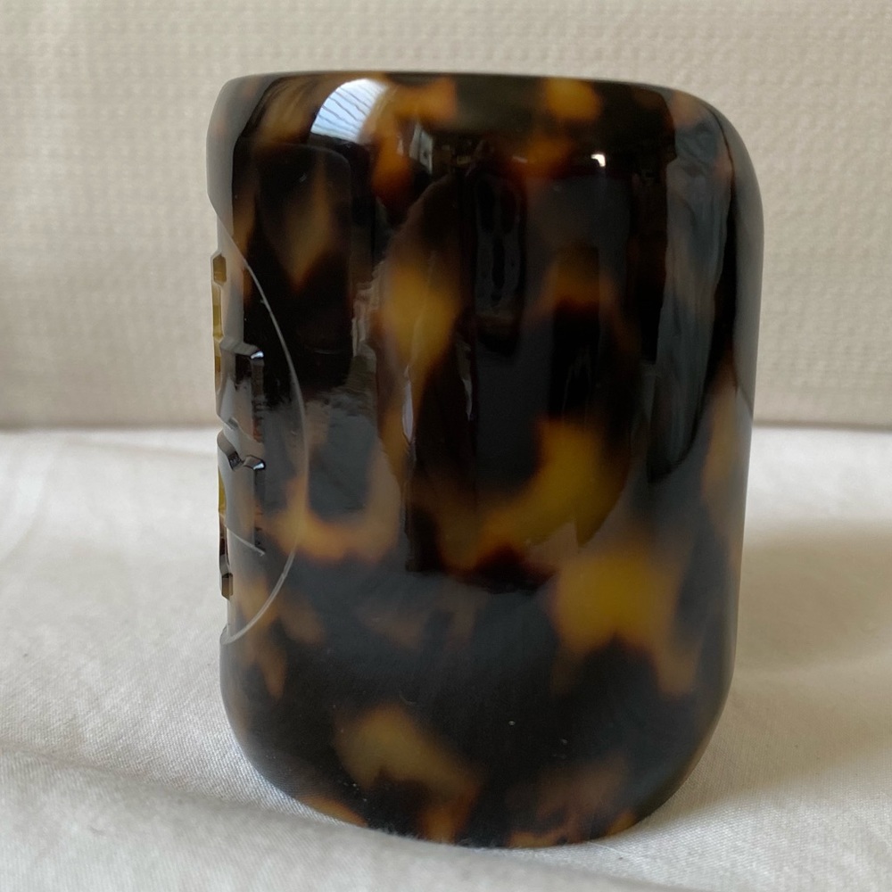 Tory Burch Logo Resin Tortoise Cuff Bracelet Gem